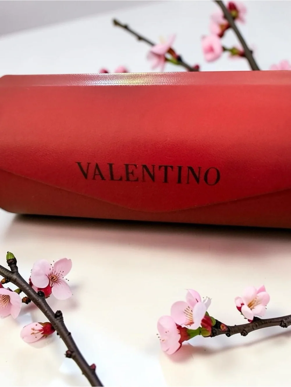 Valentino Red Women's Hard Glass Case with Black Logo Detail